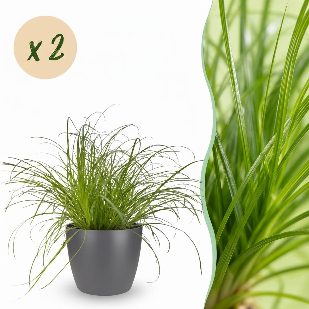 Cyperus alternifolius Zumula - Pet-friendly - Pot de 12cm - Hauteur 20cm - 2 plantes - Gris - Plantes d'intérieur