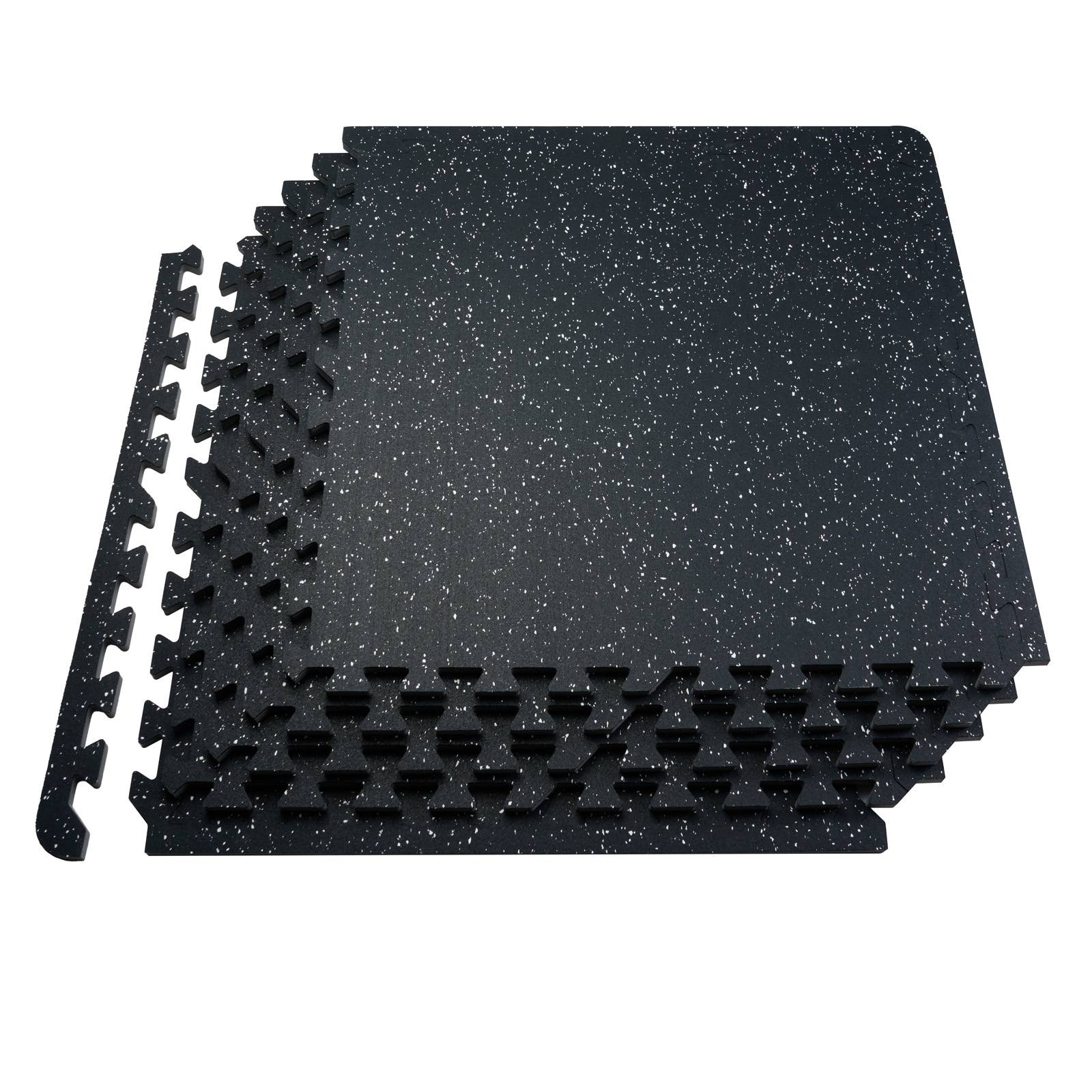 Vevor - VEVOR Tapis de sol salle de sport 0.56", 25 carreaux caoutchouc EVA 24"x24", couverture 100 pi², noir et blanc. - Image 1