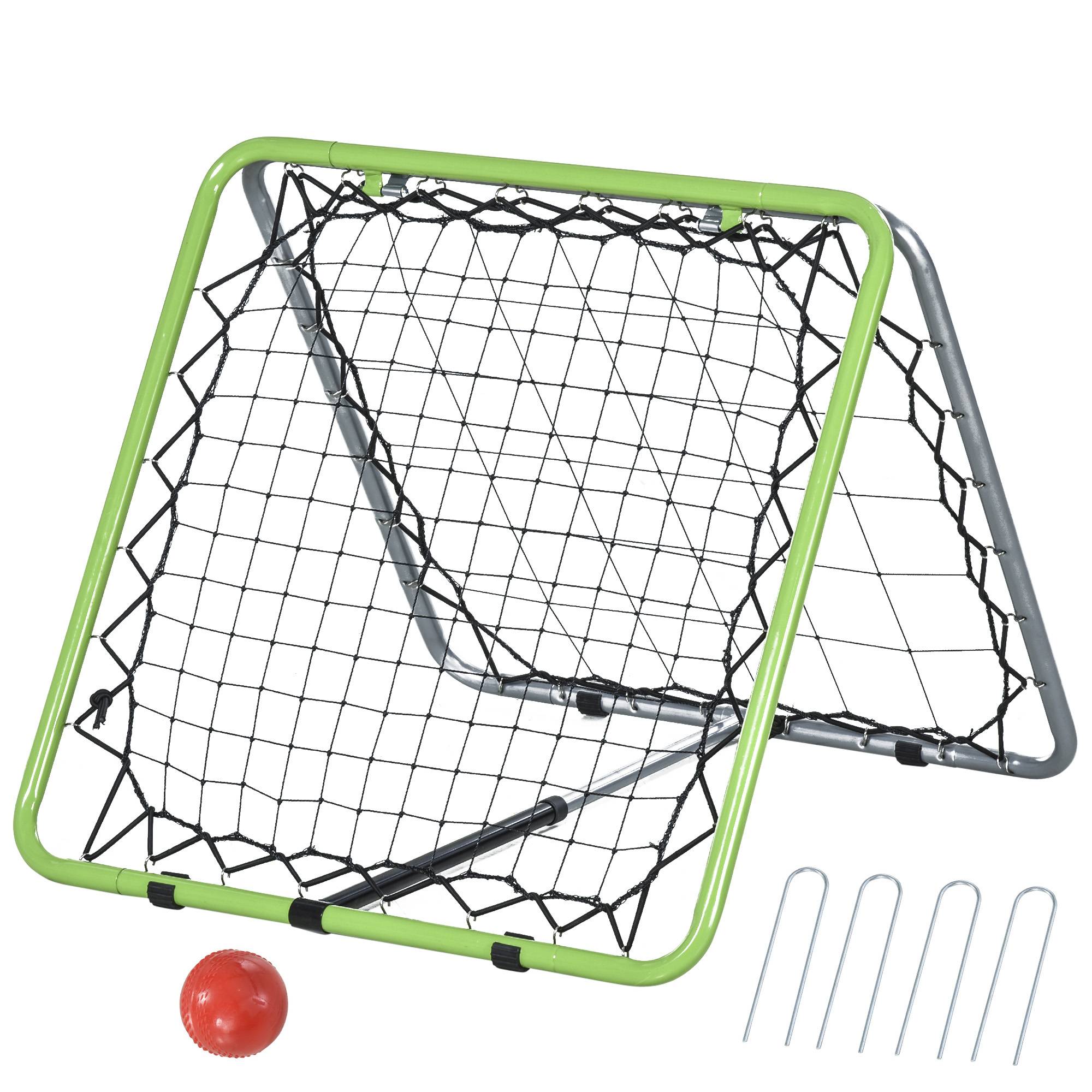 Filet de rebond mural pour football, baseball et basketball, double face, réglable en 5 positions, en métal, vert et noir, 75 x 75 x 64 cm - Image 2
