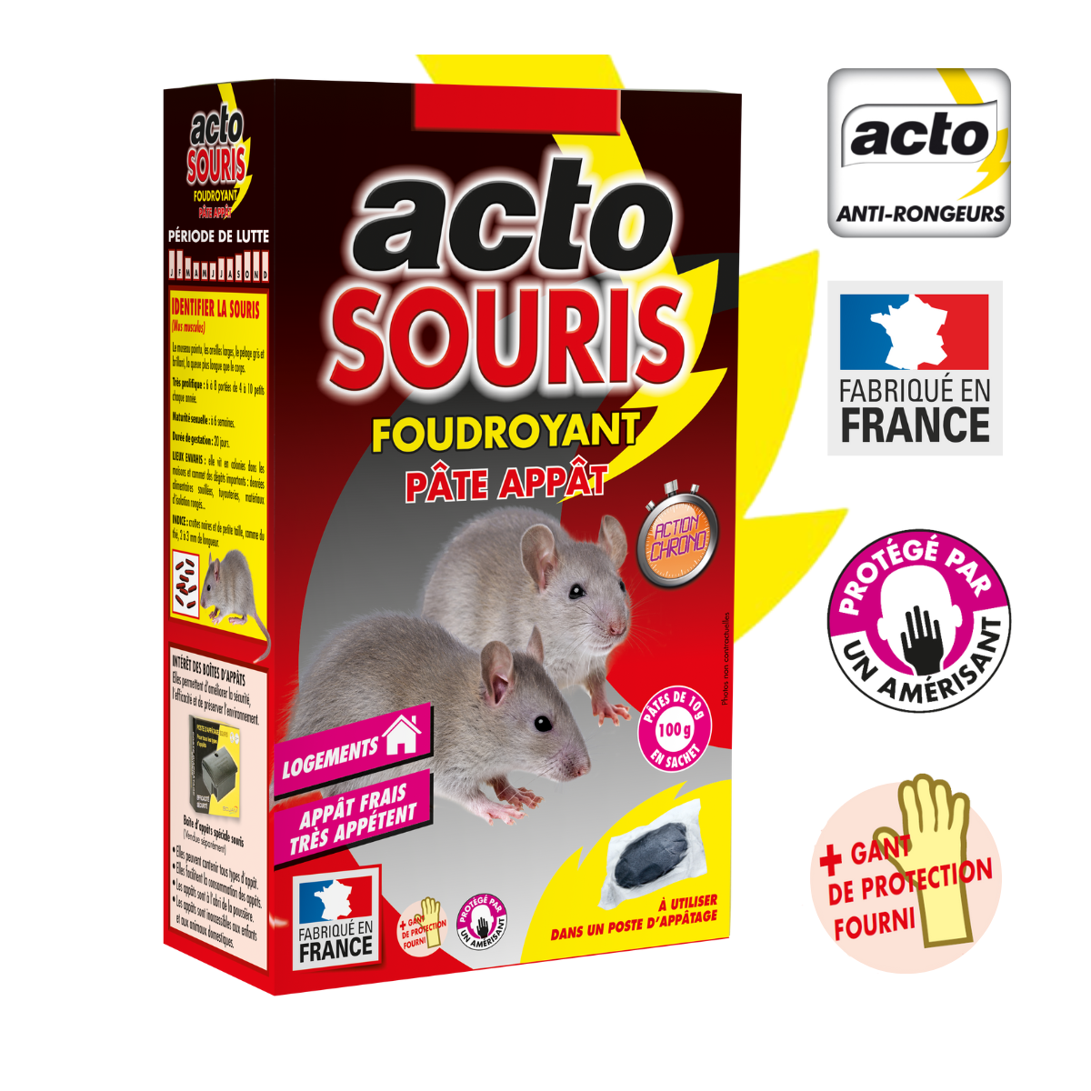 Acto - ACTO SOURIS Foudroyant Pâte Appât - Appât Souricide Puissant - Imagen 2
