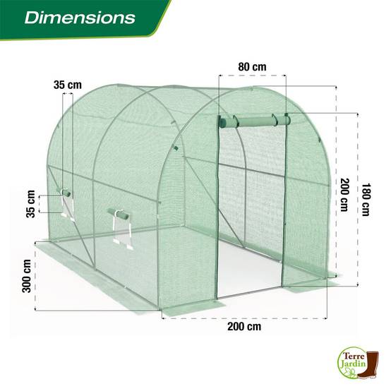 Serre tunnel de jardin - 6 M² avec bâche renforcée - TERRE JARDIN - Image 3