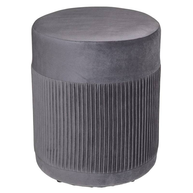Pouf en velours Nofy gris rond Atmosphera - Imagen 1