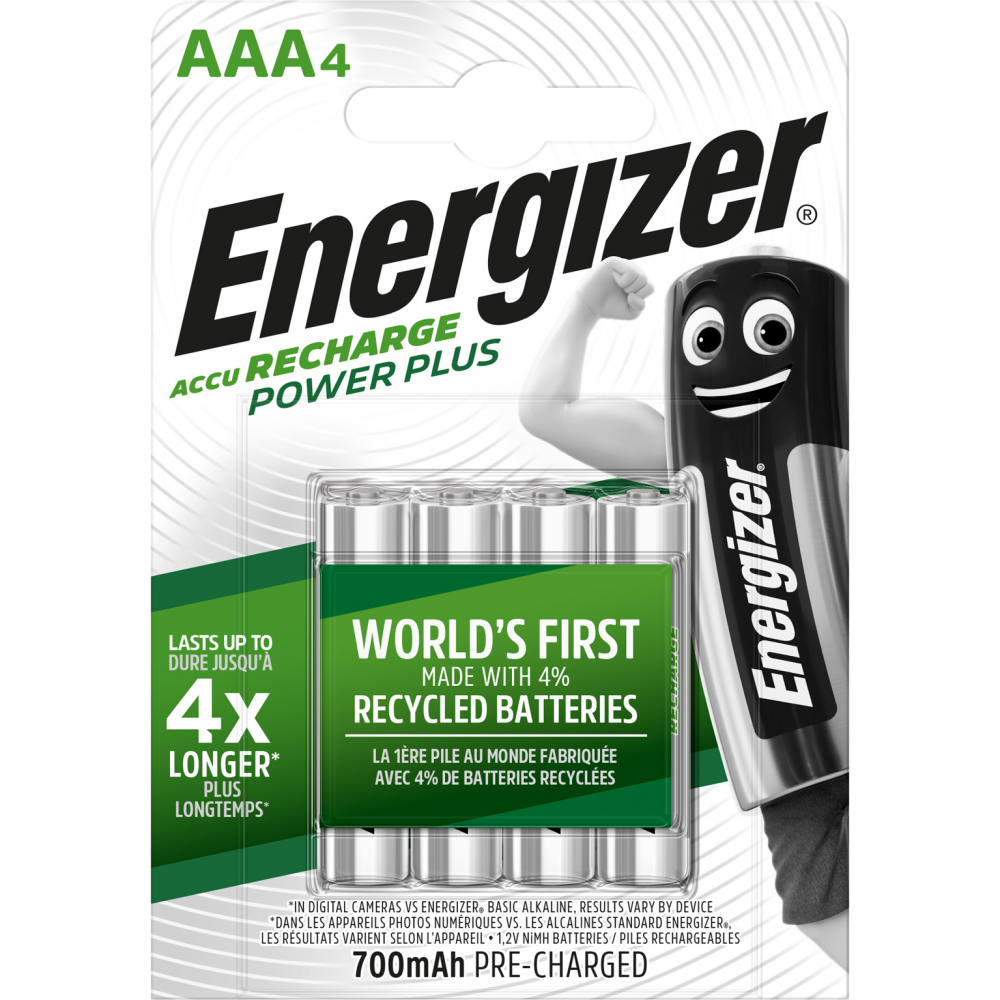 Energizer - Lot de 4 piles rechargeable aaa Power plus, 700 mAh, ENERGIZER - Image 1