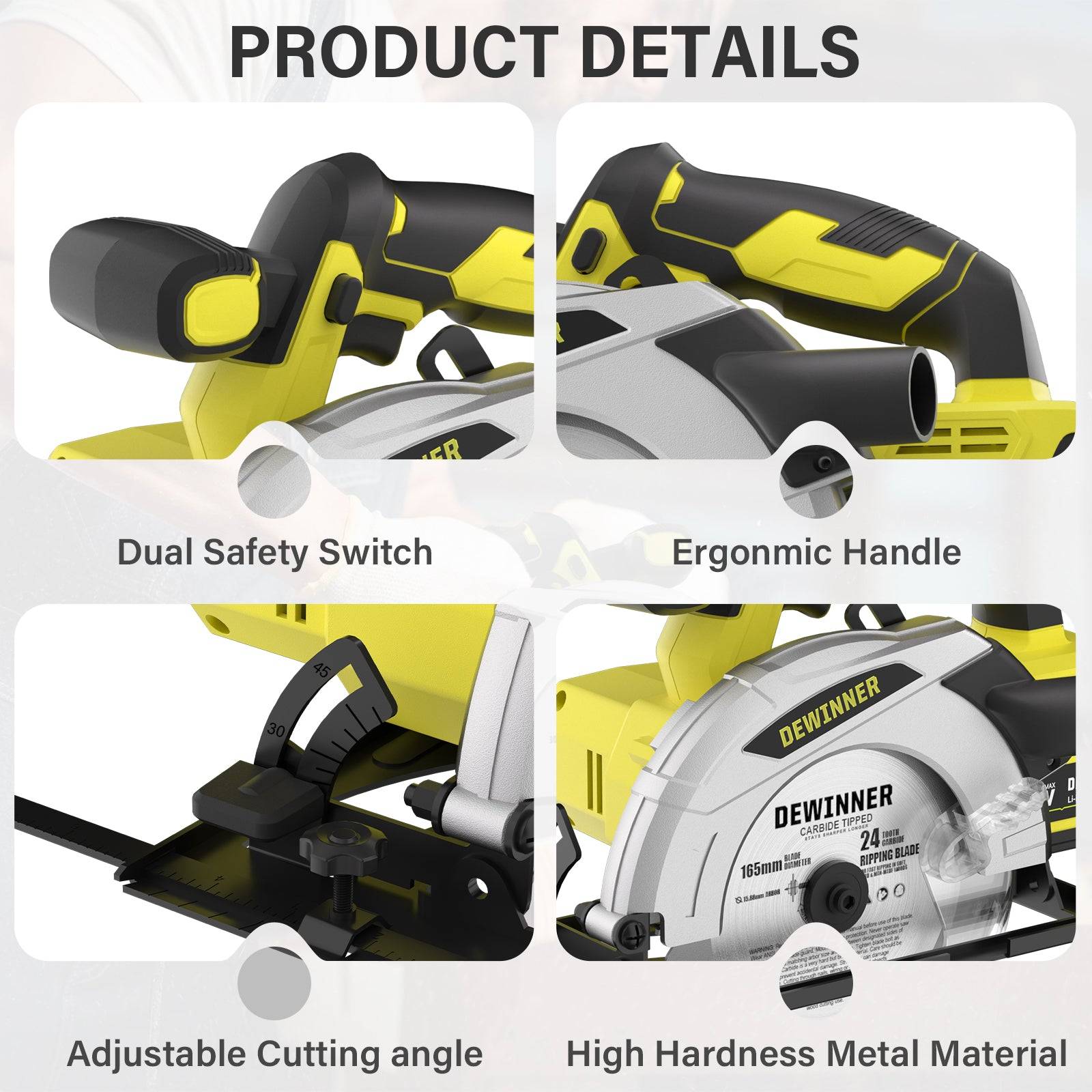 Teeno - Scie Circulaire Sans Fil,Scie Circulaire Pour le Bois 4000RPM,4,0Ah Batterie,Profondeur de Coupe Max: 54mm-38mm,3 Lame +Sac en Toile - Image 4