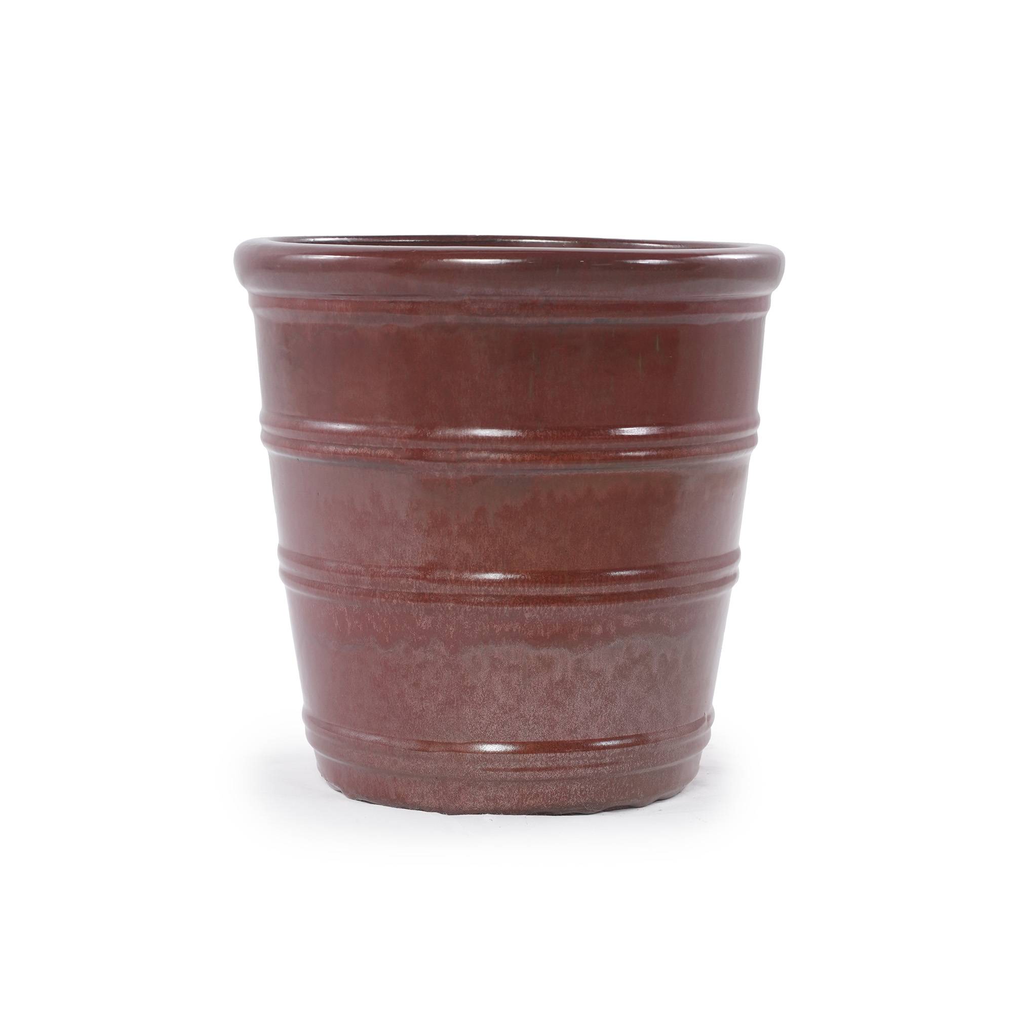 ComfortXL - Pot de fleurs en céramique pour intérieur et balcon avec drainage Ø 24,3 cm brun rouge - ComfortXL Outdoor Living - Image 5