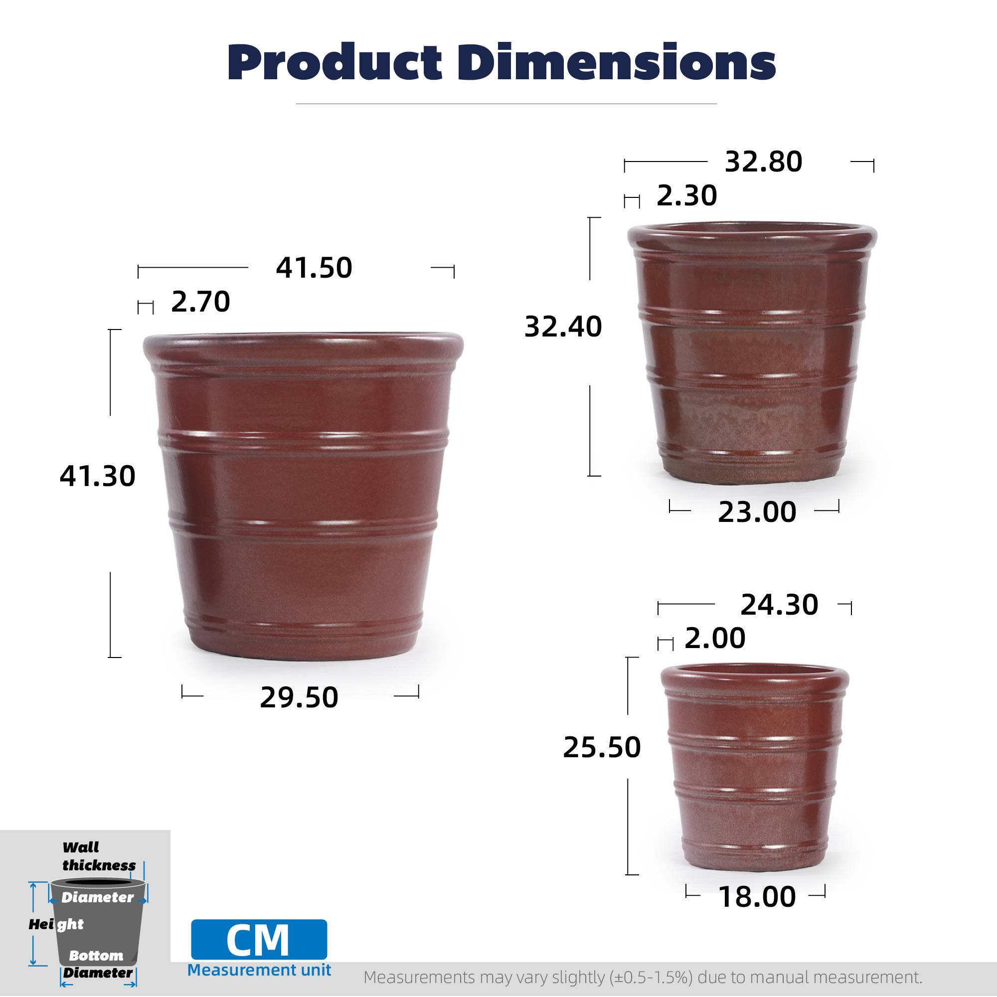 ComfortXL - Pot de fleurs en céramique pour intérieur et balcon avec drainage Ø 24,3 cm brun rouge - ComfortXL Outdoor Living - Image 8