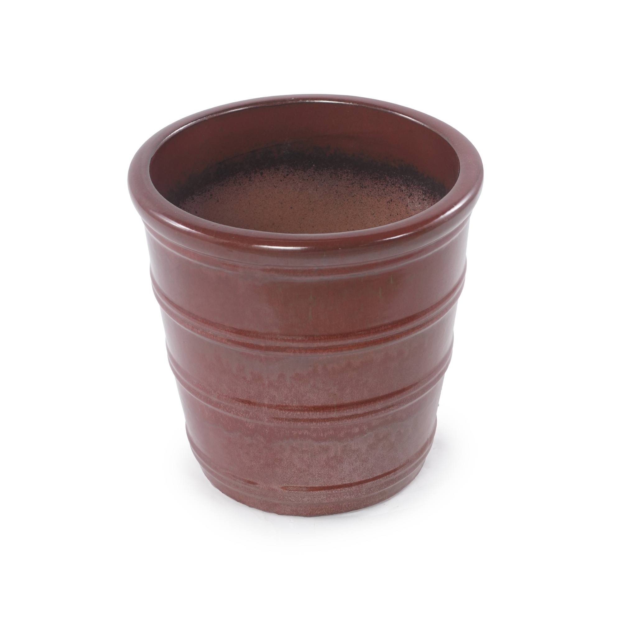 ComfortXL - Pot de fleurs en céramique pour intérieur et balcon avec drainage Ø 24,3 cm brun rouge - ComfortXL Outdoor Living - Image 4
