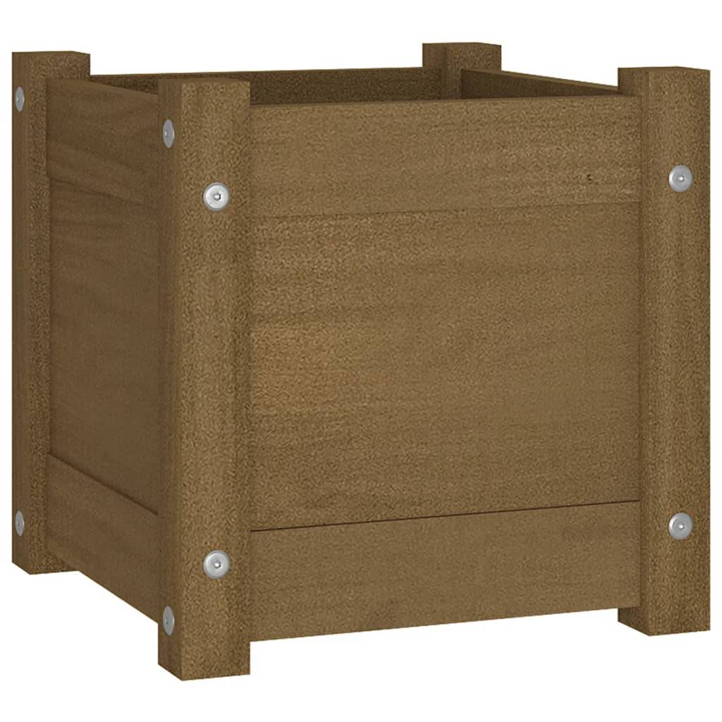 Maison Chic - Jardinière d'extérieur - Pot De Fleurs Marron miel 31x31x31 cm Bois de pin massif - Imagen 1