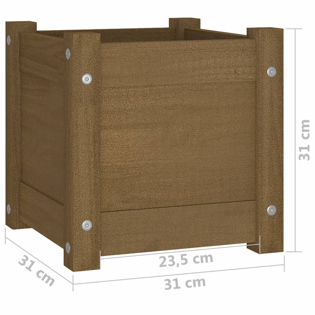 Maison Chic - Jardinière d'extérieur - Pot De Fleurs Marron miel 31x31x31 cm Bois de pin massif - Imagen 8