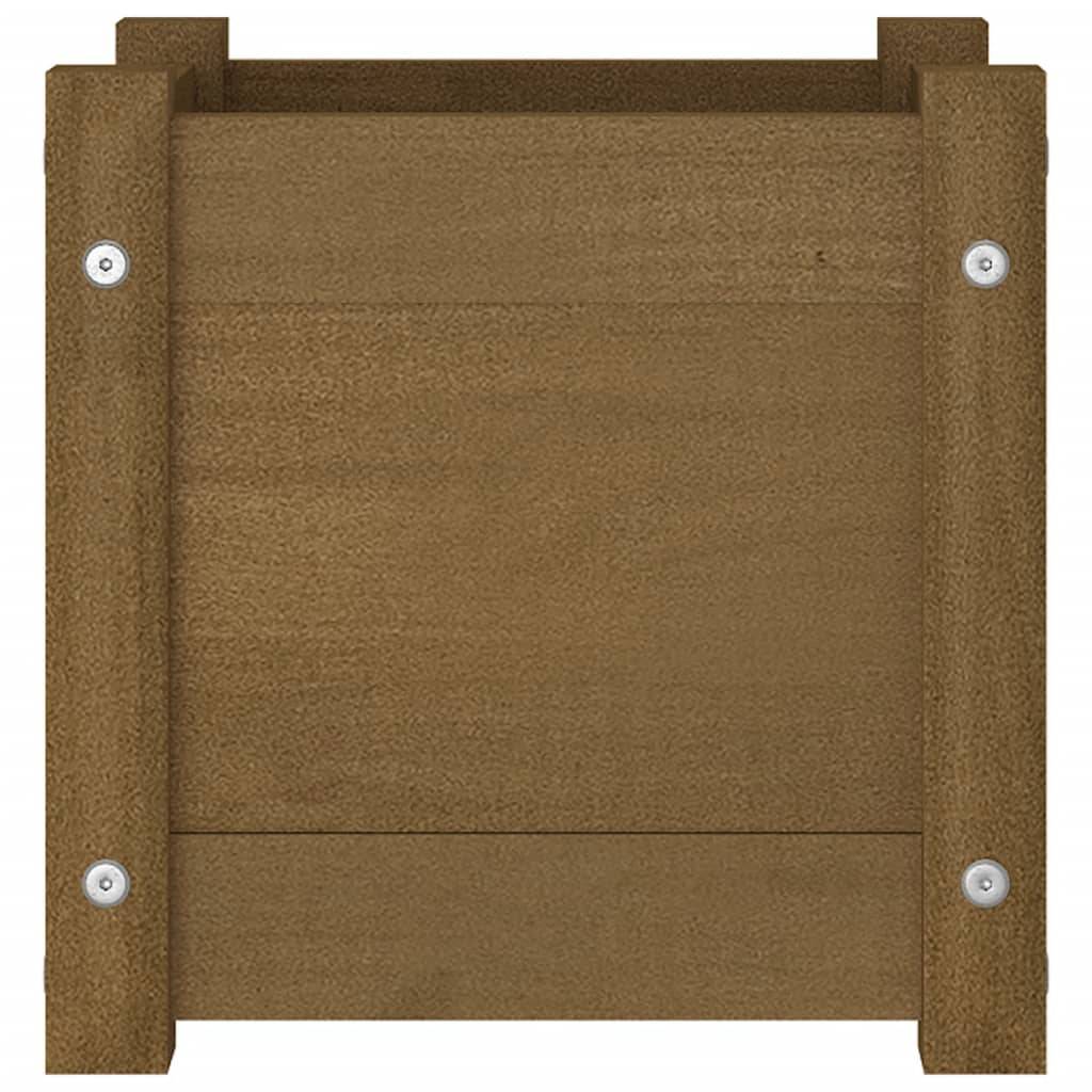 Maison Chic - Jardinière d'extérieur - Pot De Fleurs Marron miel 31x31x31 cm Bois de pin massif - Imagen 4
