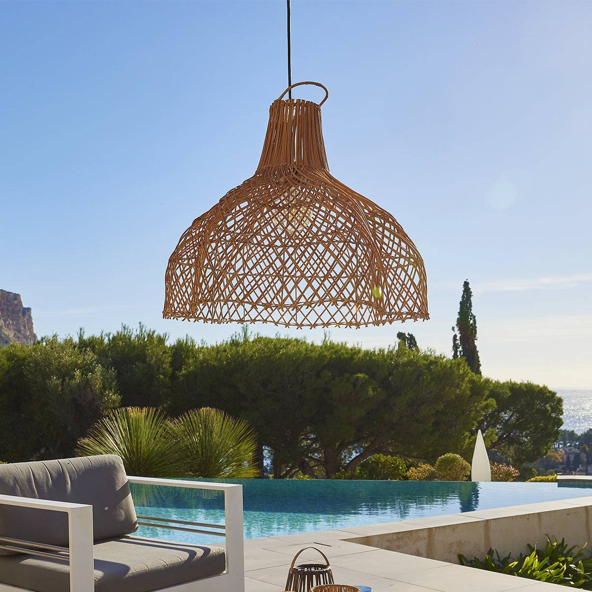 Lumisky - Suspension Extérieure Rotin Beige D60cm Câble 5m - Image 3