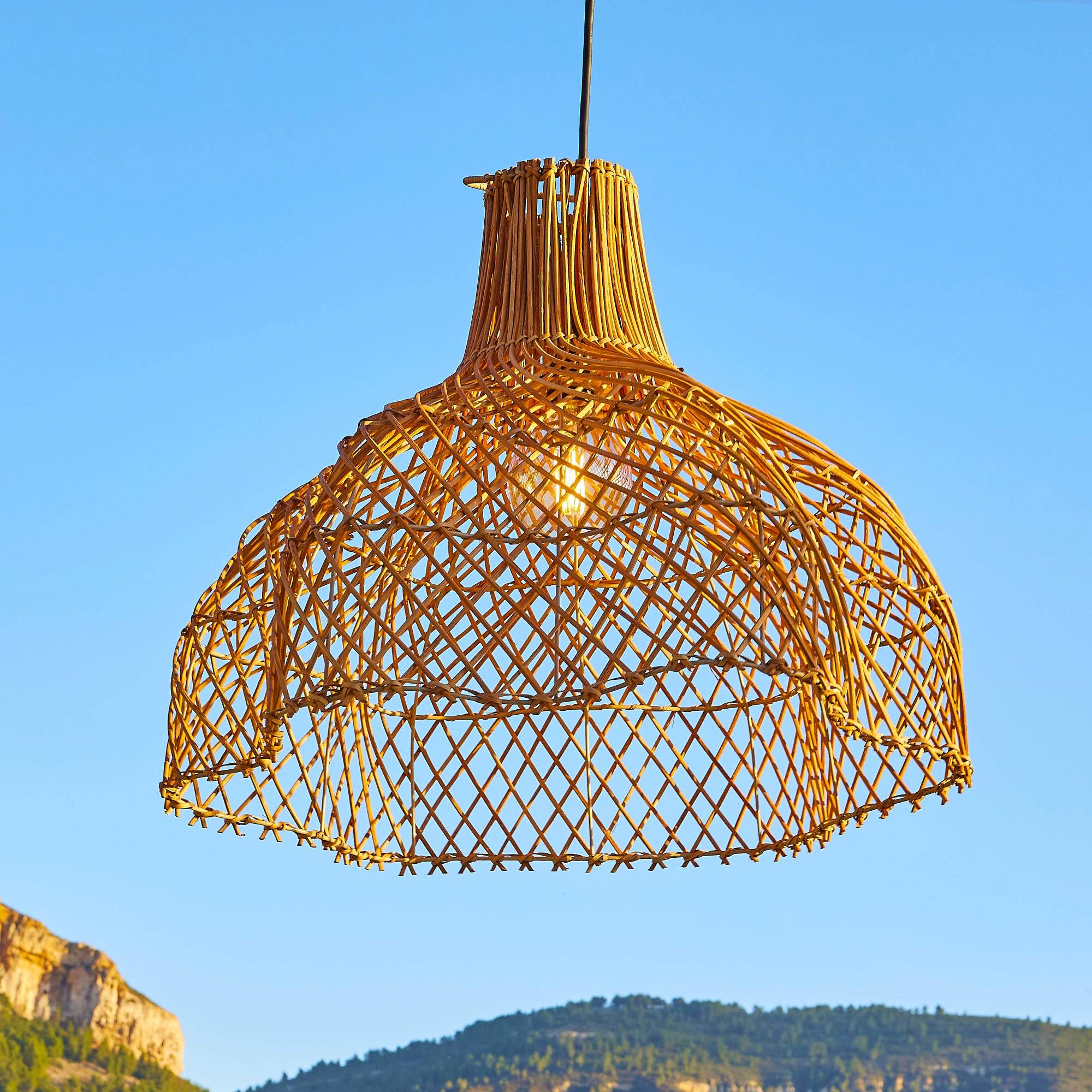 Lumisky - Suspension Extérieure Rotin Beige D60cm Câble 5m - Image 2
