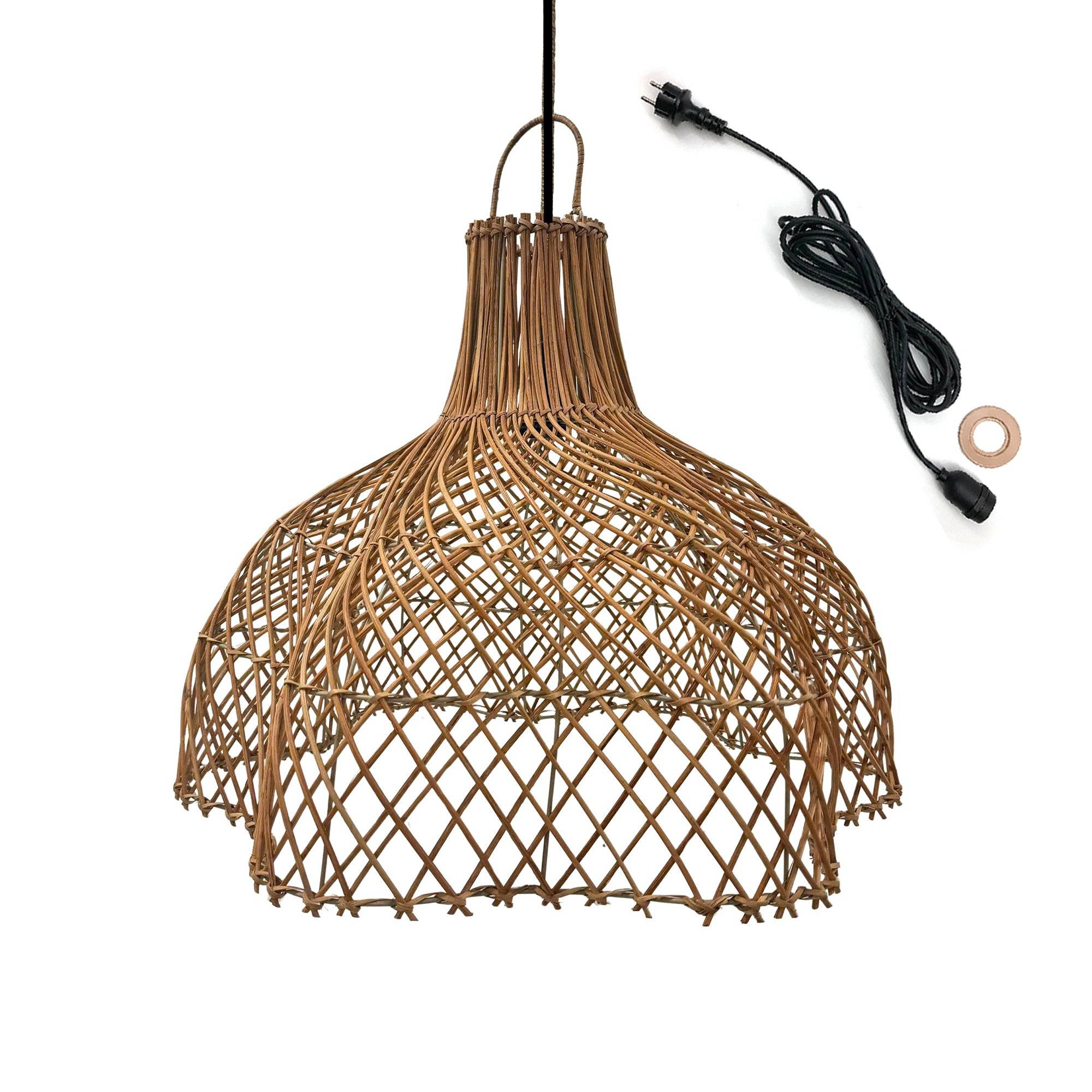 Lumisky - Suspension Extérieure Rotin Beige D60cm Câble 5m - Image 1
