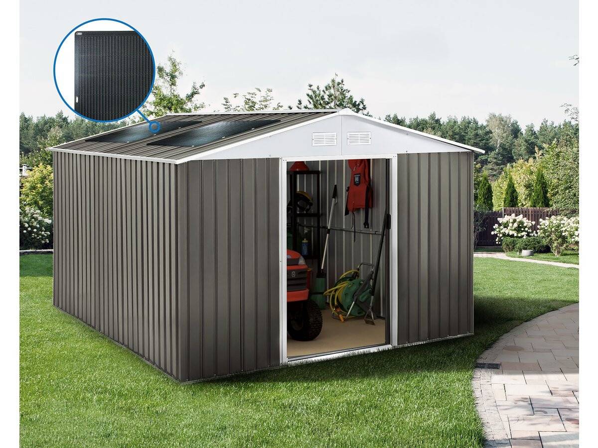 Habitat Et Jardin - Abri Jardin Métal "dallas" - 12,99 M² Avec Panneaux Solaires - Taupe -habitat Et Jardin - Imagen 2