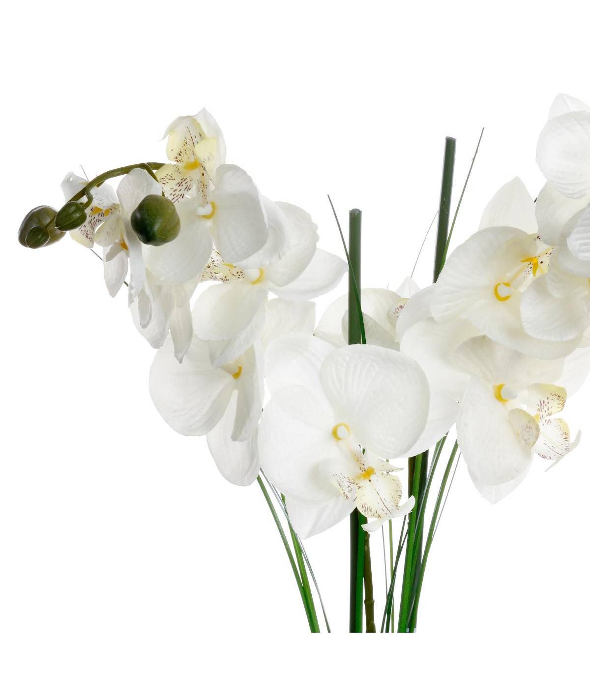 Plante artificielle Orchidée dans un pot en céramique noire H 53 cm - Image 2