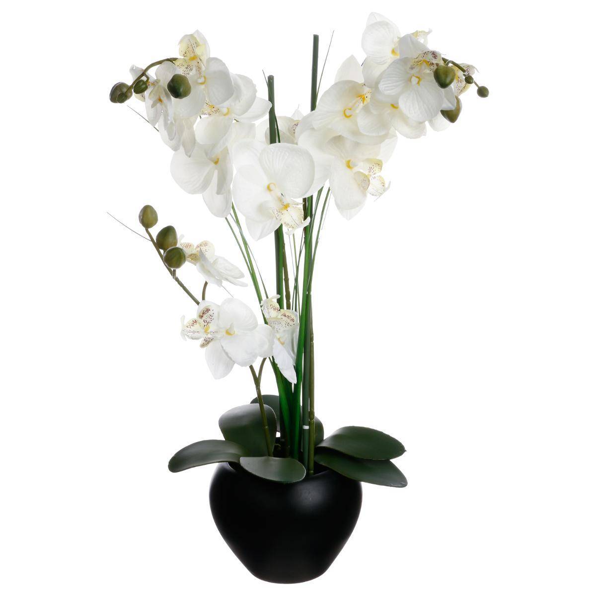 Atmosphera - Orchidée artificielle vase céramique noir H53cm - Atmosphera Créateur d'intérieur - Imagen 1