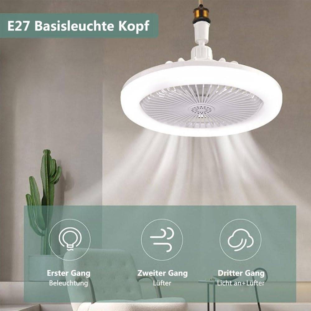 ventilateur suspendu--Ventilateur plafonnier avec lumière LED E27 – 3 vitesses & lumière réglable – Design silencieux– Living123 - Image 4