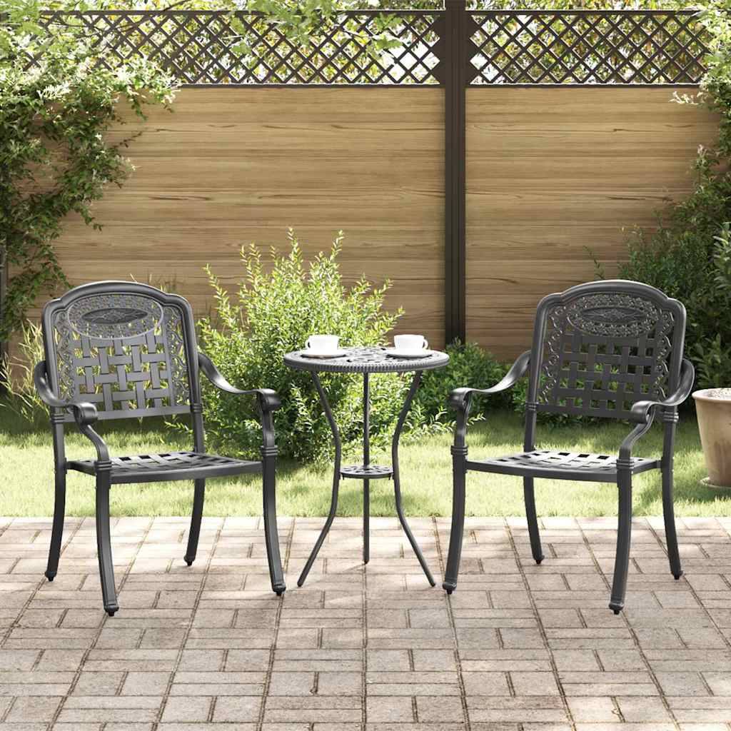 Chaise de jardin aluminium noir 55 x 56,5 x 91 cm (Lot de 2) - PANGIVO - Image 1