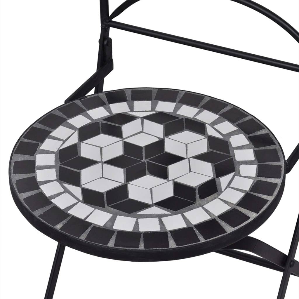 Vidaxl - Ensemble de bistro 3 pcs mosaïque Carreau céramique noir Blanc vidaXL 279414 - Imagen 5