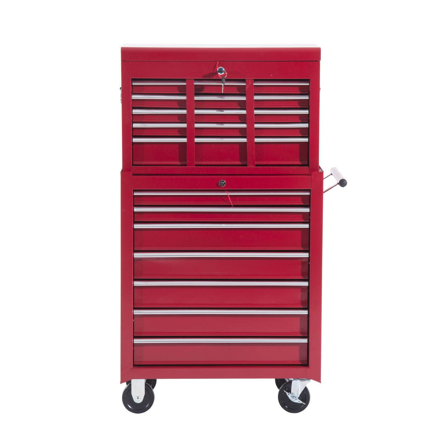 Sans Marque - Chariot atelier avec caisse, vide verrouillable, tiroirs, rangement, clé, tapis, rouge - Image 6
