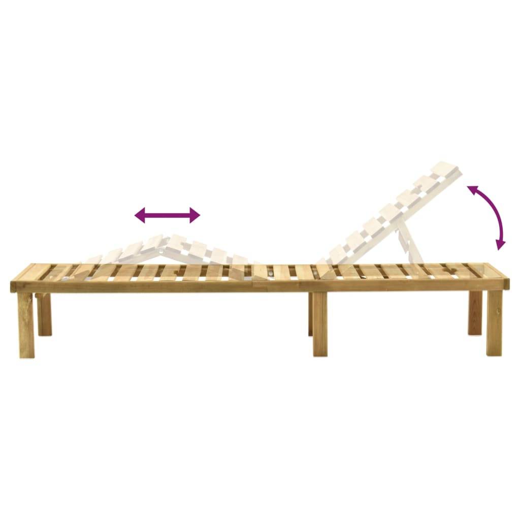 Helloshop26 - Transat chaise longue bain de soleil lit de jardin terrasse 200 x 70 x (31,5-77) cm meuble d'extérieur avec table bois de pin imprégné - Imagen 5
