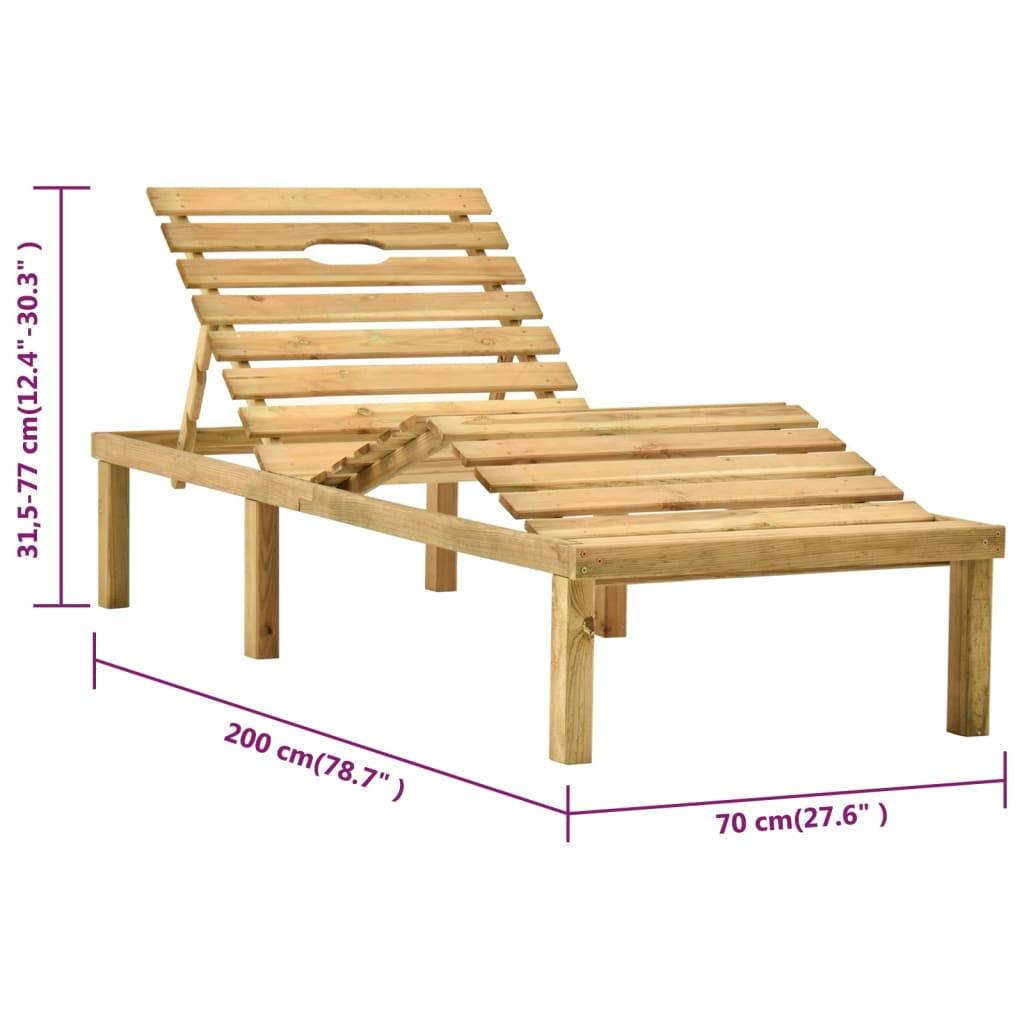 Helloshop26 - Transat chaise longue bain de soleil lit de jardin terrasse 200 x 70 x (31,5-77) cm meuble d'extérieur avec table bois de pin imprégné - Imagen 8