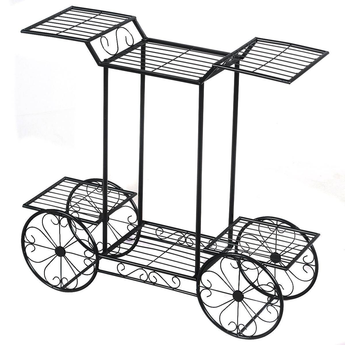 Helloshop26 - Support métallique pour jardin 80,5 x 25 x 75 cm support des plantes en pots 6 étages noir - Imagen 1