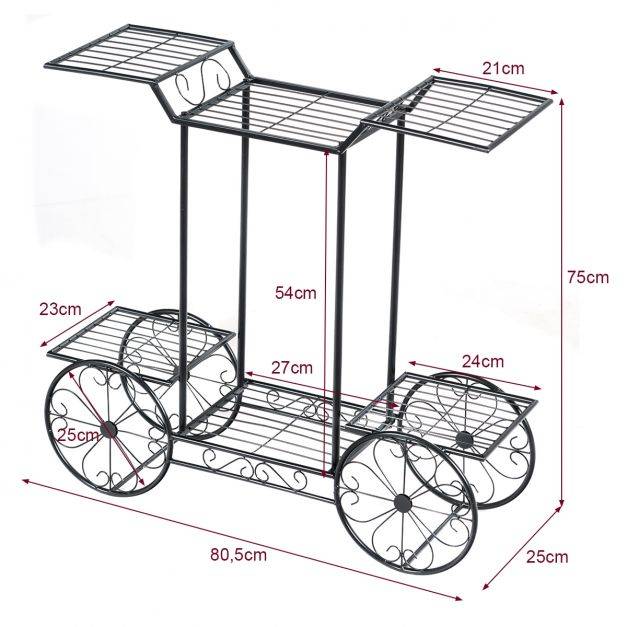 Helloshop26 - Support métallique pour jardin 80,5 x 25 x 75 cm support des plantes en pots 6 étages noir - Imagen 4