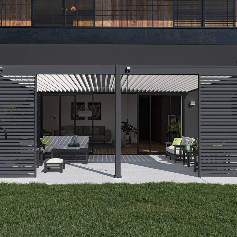 Ombrea - Pergola bioclimatique Ombréa VS adossée 4x6M - V2 - Anthracite/blanc - Image 3