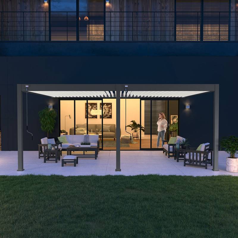 Ombrea - Pergola bioclimatique Ombréa VS adossée 4x6M - V2 - Anthracite/blanc - Image 1