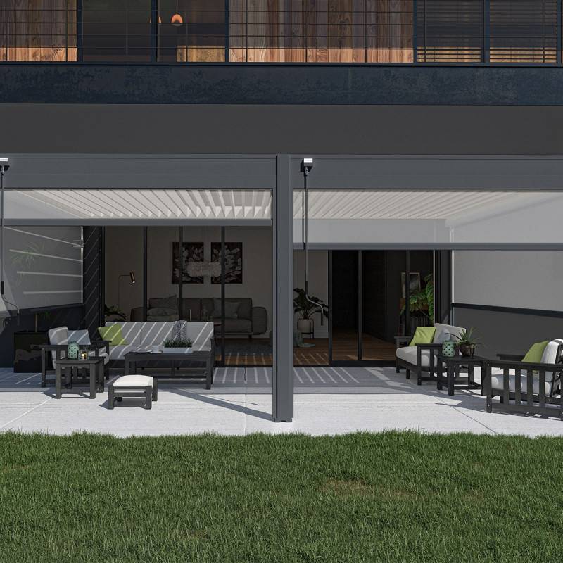 Ombrea - Pergola bioclimatique Ombréa VS adossée 4x6M - V2 - Anthracite/blanc - Image 6