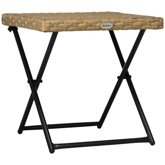 Table basse pliable jardin résine tressée terrasse bout canapé 40x40x40cm bois - ComfortXL Outdoor Living - Image 2