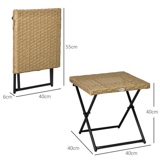 Table basse pliable jardin résine tressée terrasse bout canapé 40x40x40cm bois - ComfortXL Outdoor Living - Image 5