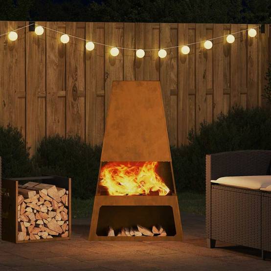 Foyer extérieur vertical 100cm en acier design Marron – ComfortXL Outdoor Living - Image 4