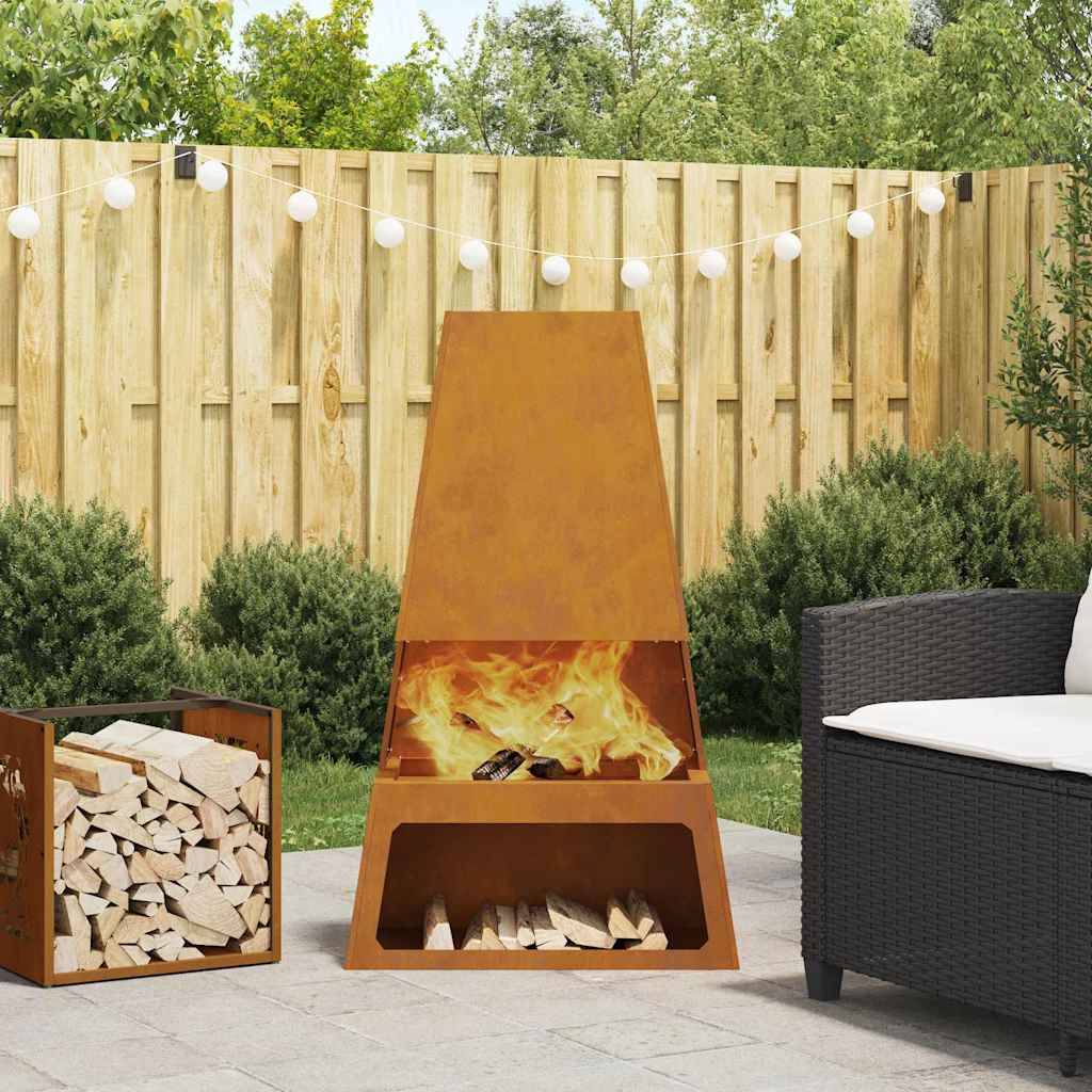 Foyer extérieur vertical 100cm en acier design Marron – ComfortXL Outdoor Living - Image 1