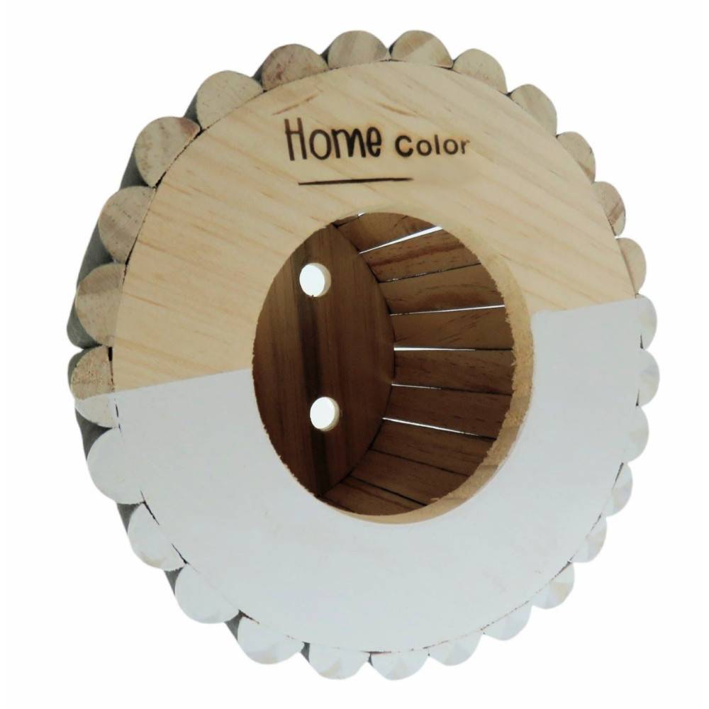 Maison en bois ronde, blanche, ø 19 cm  x 19 cm pour rongeur - Imagen 6