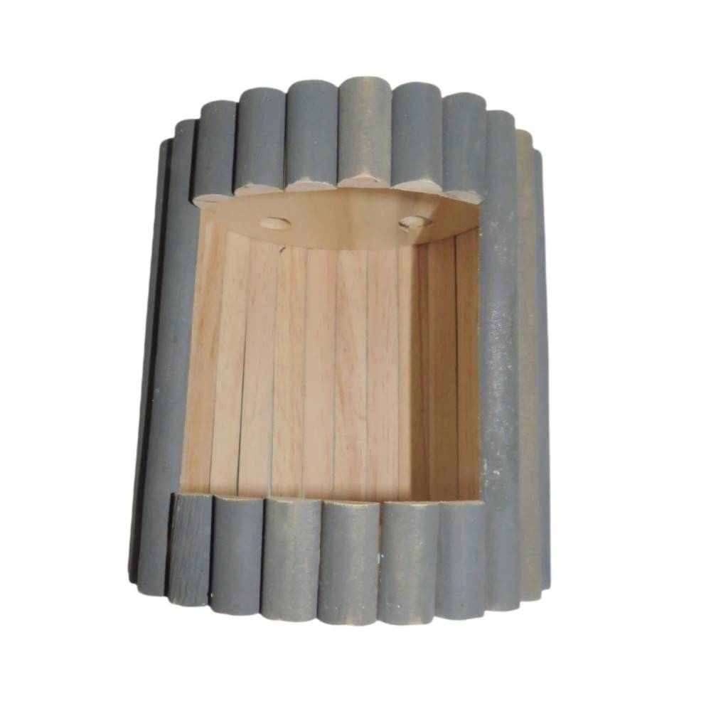 Maison en bois ronde, blanche, ø 19 cm  x 19 cm pour rongeur - Imagen 5
