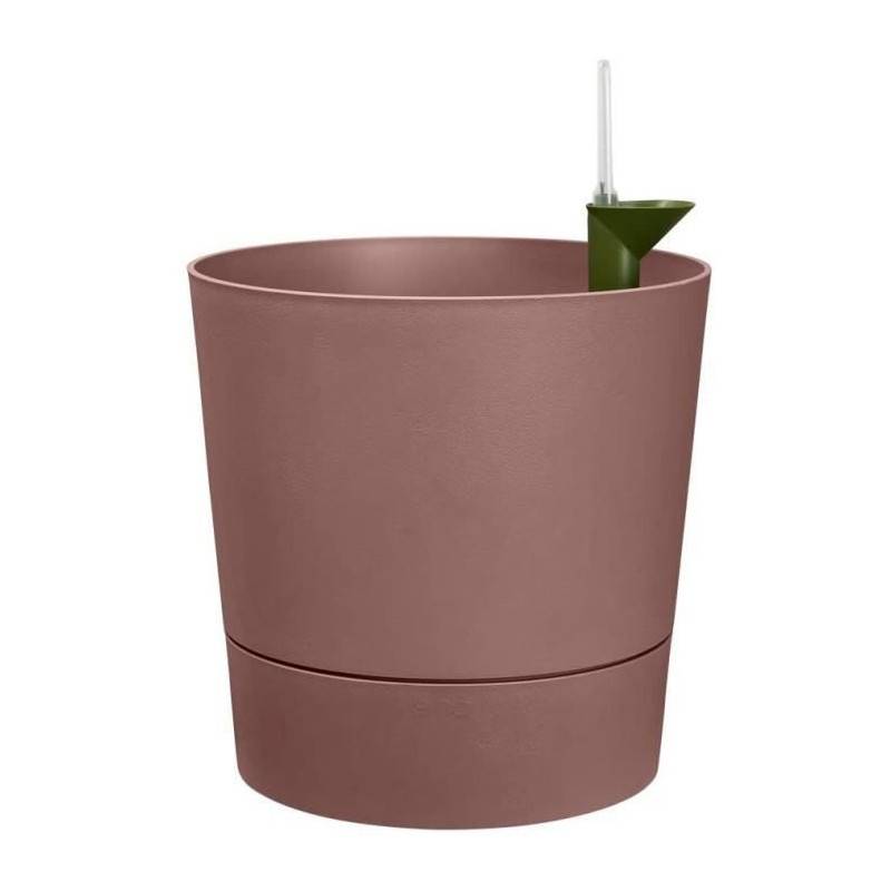 Elho - Pot De Fleurs Rond Greensense Aqua Care - Plastique Réservoir - Avec Roulettes - ø35 - Brun Argile - Imagen 2