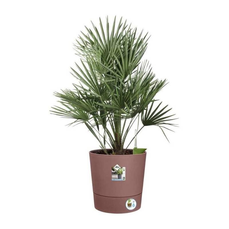 Elho - Pot De Fleurs Rond Greensense Aqua Care - Plastique Réservoir - Avec Roulettes - ø35 - Brun Argile - Imagen 3