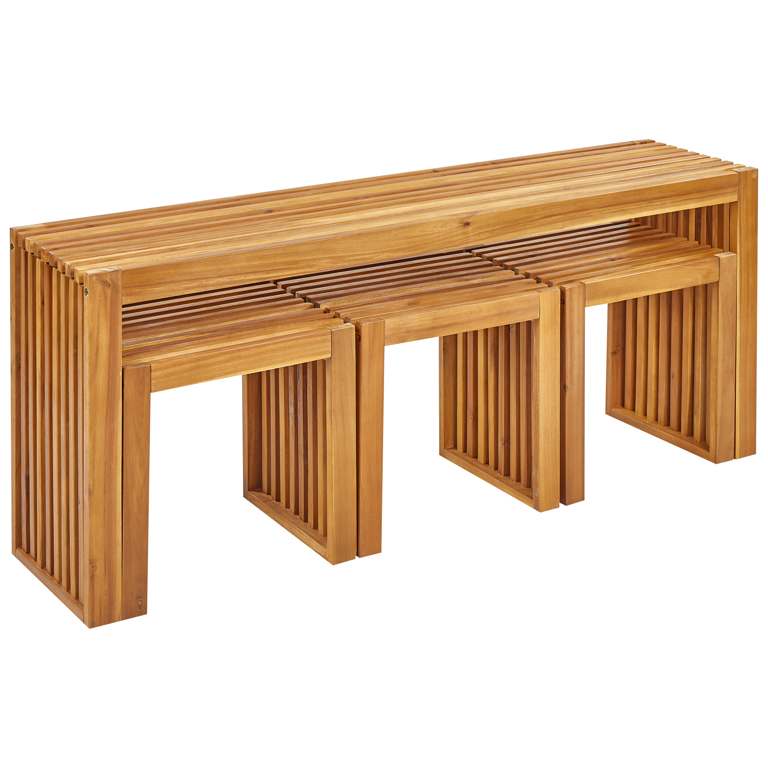 Beliani - Set de salle à manger, 3 Personnes Acacia Marron BELLANO - 150x35x60- Beliani - Imagen 2