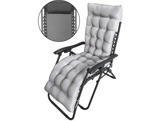 Fauteuil De Jardin Relax Zéro Gravité Avec Coussin Matelassé "sintra" - Noir -habitat Et Jardin - Image 1