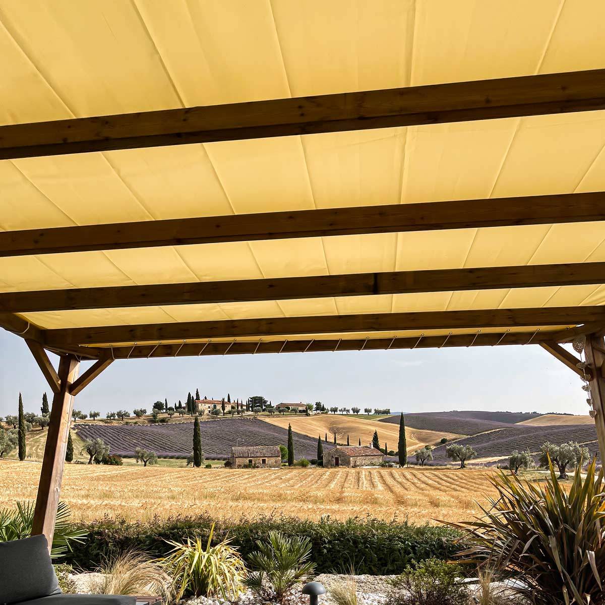 Toile Pergola Ivoire 3x3 m Protection Solaire XP680M2PR - Garantie 15 ans - Bâche Pergola étanche PVC - Made in France TECPLAST - Image 1