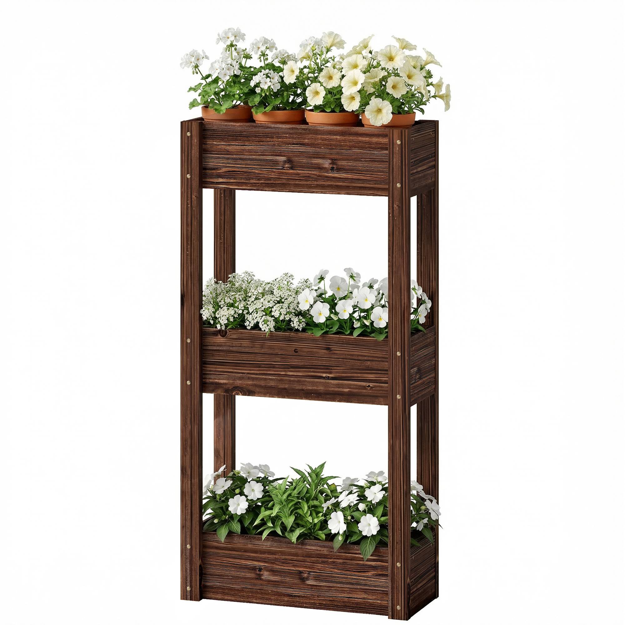Jardinière sur pieds bois de sapin marron 60 x 25 x 120 cm - PANGIVO - Image 2