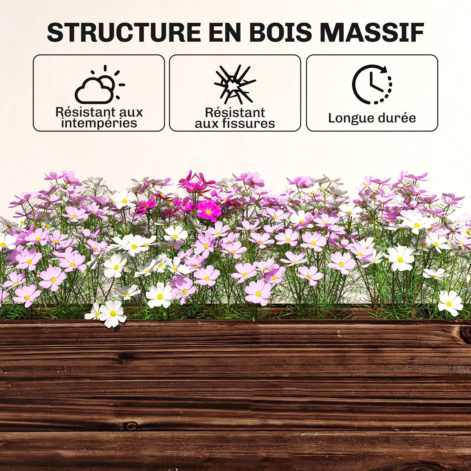 Jardinière sur pieds bois de sapin marron 60 x 25 x 120 cm - PANGIVO - Image 10