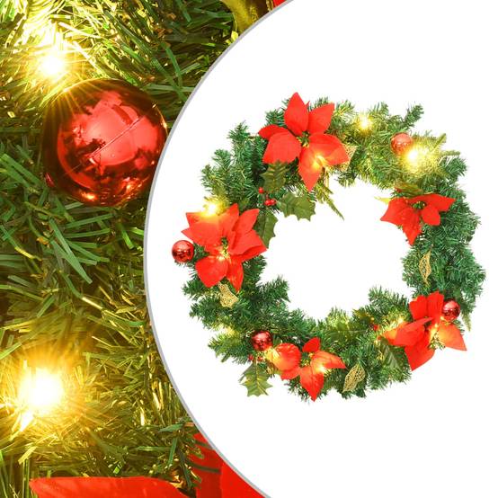 Vidaxl - Couronne de Noël avec lumières LED vert 60 cm PVC vidaXL 321517 - Image 1