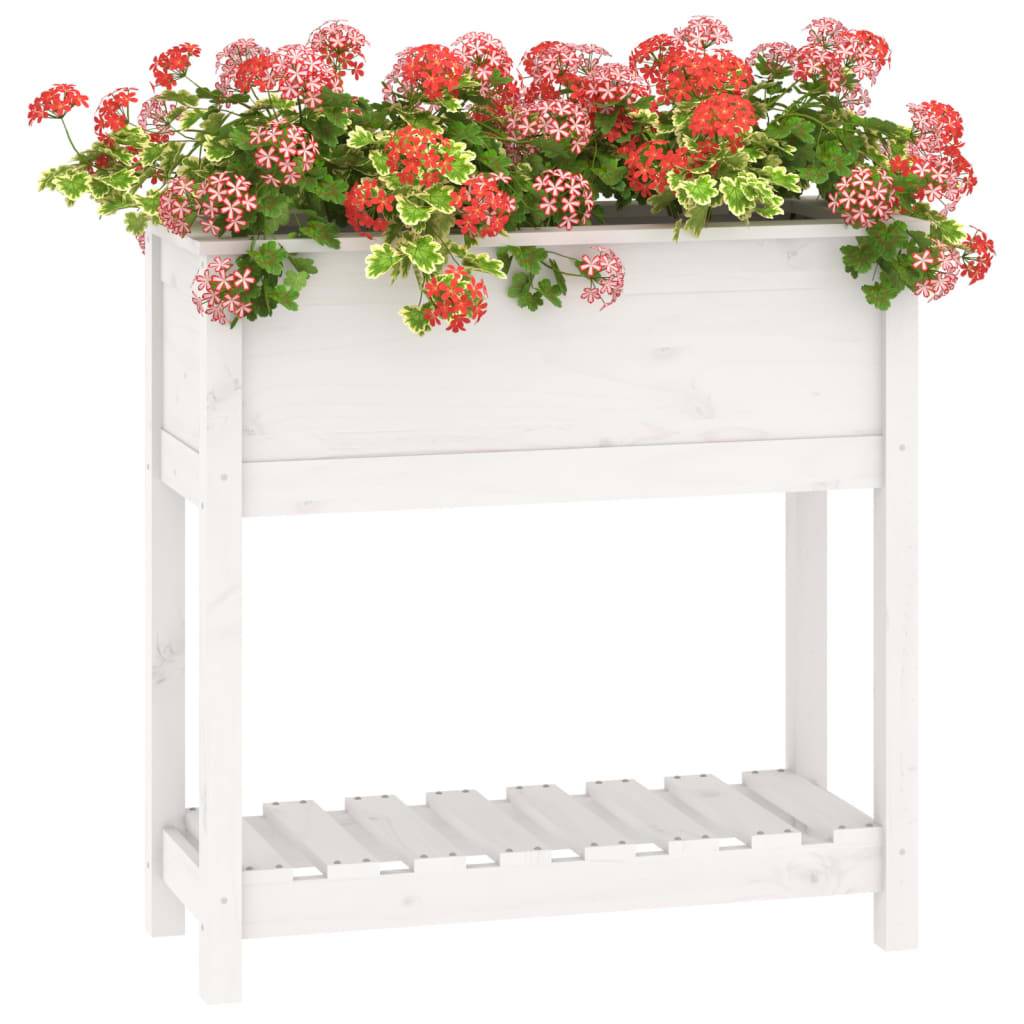 Maison Chic - Jardinière avec étagère - Bac à Fleurs Blanc 82,5x34,5x81cm Bois massif de pin - Imagen 4