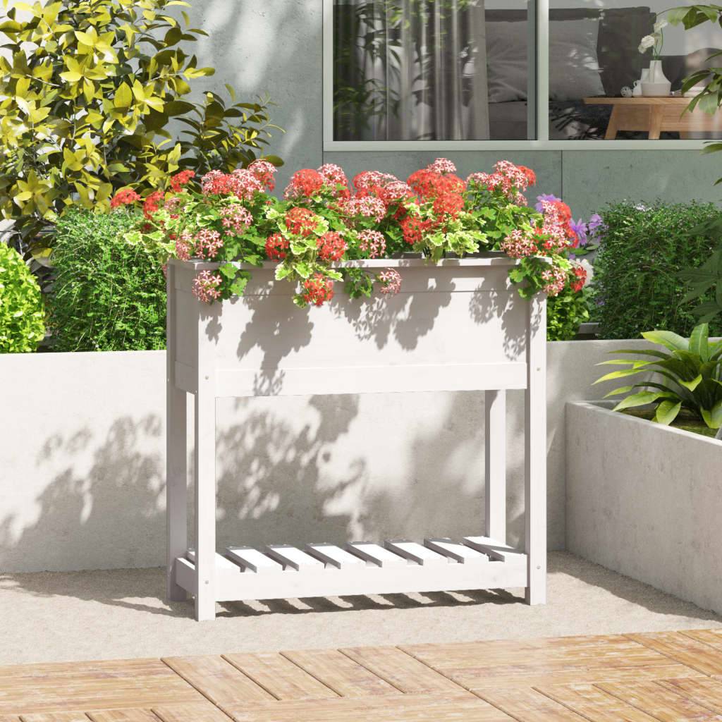Maison Chic - Jardinière avec étagère - Bac à Fleurs Blanc 82,5x34,5x81cm Bois massif de pin - Imagen 2