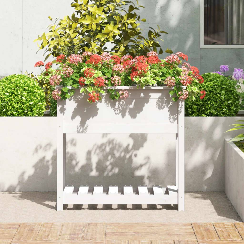 Maison Chic - Jardinière avec étagère - Bac à Fleurs Blanc 82,5x34,5x81cm Bois massif de pin - Imagen 3