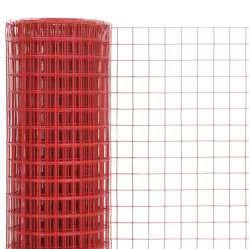 ComfortXL - Grillage Volière Acier PVC Jardin Protection Maille Carrée Rouge 25x1,5m - ComfortXL Outdoor Living - Image 3
