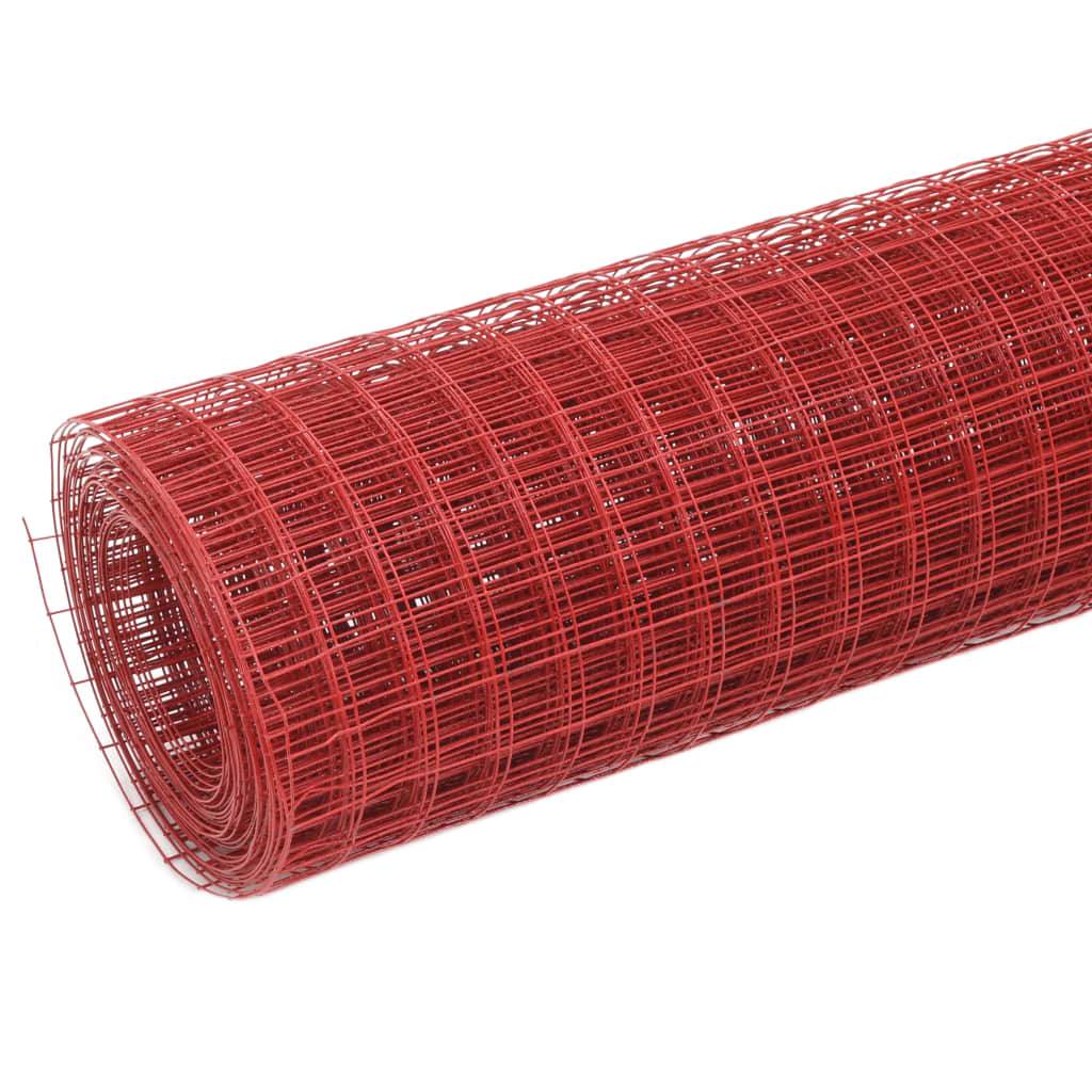 ComfortXL - Grillage Volière Acier PVC Jardin Protection Maille Carrée Rouge 25x1,5m - ComfortXL Outdoor Living - Image 2